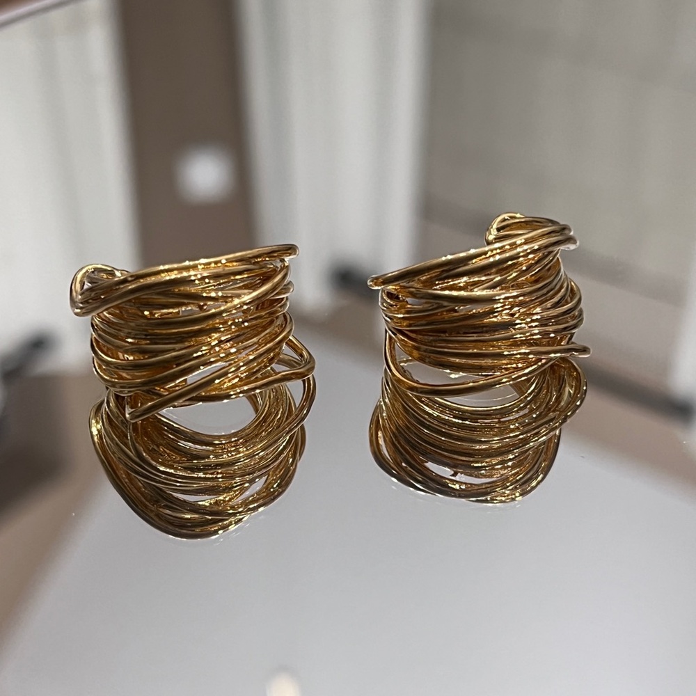 Gold Multi-Wire Hoop Earrings - Women Jewelry